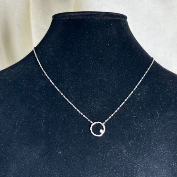 Sterling Silver CZ Orbiting Moon Necklace - 15" - Picture 9 of 9